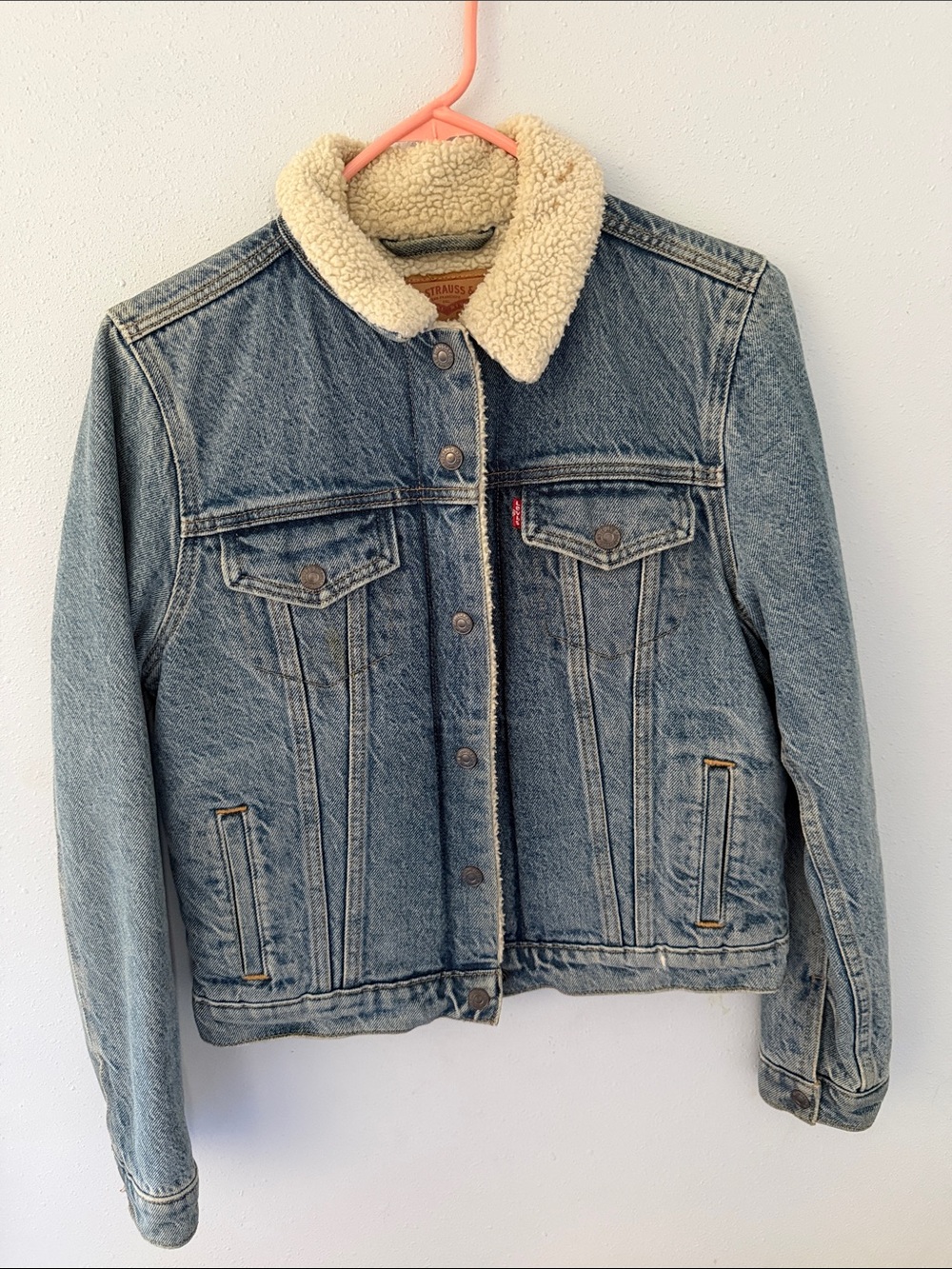 Levi's Light Blue Denim Jacket with Cream Sherpa Collar